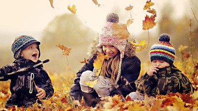

autumn leaves children on LARGE PRINT 36X24 INCHES Photographic Paper(36 inch X 24 inch, Rolled)
