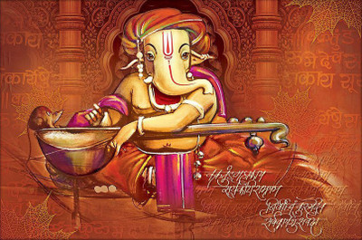 

Ganesh ji wall painting ON LARGE PRINT 36X24 INCHES Photographic Paper(24 inch X 36 inch, Rolled)