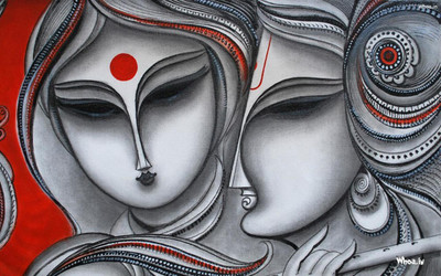 

Lord Radhe Krishna Black And Red ON LARGE PRINT 36X24 INCHES Photographic Paper(36 inch X 24 inch, Rolled)
