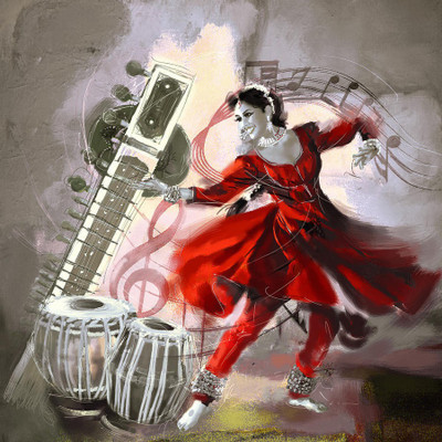 

digital paintingkathak dancer 1 on LARGE PRINT 36X24 INCHES Photographic Paper(36 inch X 24 inch, Rolled)