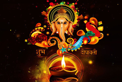 

ganesha happy Diwali posters for greetings hd photos on LARGE PRINT 36X24 INCHES Photographic Paper(24 inch X 36 inch, Rolled)