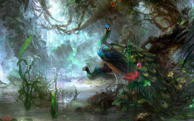 

Digital beautiful peaccock Painting on fine art paper 13x19 Fine Art Print(19 inch X 13 inch, Rolled)