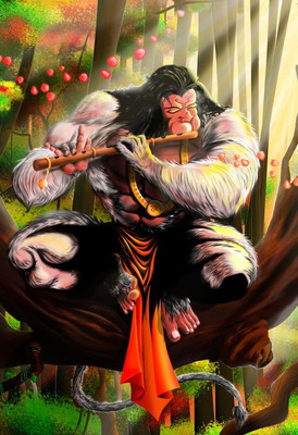 

Digital Hanuman Ji Painting poster on LARGE PRINT 36X24 INCHES Photographic Paper(36 inch X 24 inch, Rolled)
