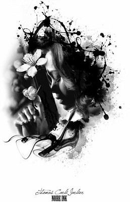 

Digital Painting Flower with thinking girl sketches Poster Wallpaper on LARGE PRINT 36X24 INCHES Photographic Paper(36 inch X 24 inch, Rolled)