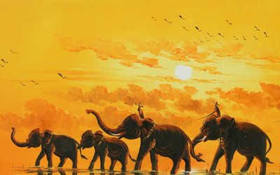 

art paintings elephant artistic ON LARGE PRINT 36X24 INCHES Photographic Paper(36 inch X 24 inch, Rolled)