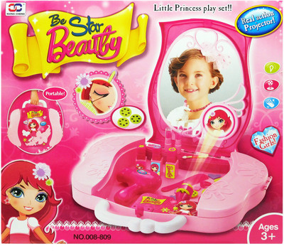 

TALKING GANESHA Princess Mirror Dressing Table (Pink) - Flower Dresser Toy with Real Action Projector