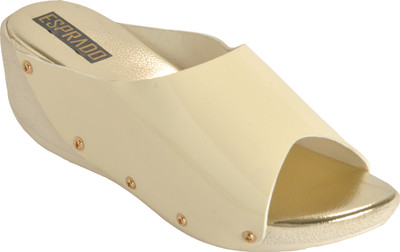 

ESPRADO Women White & Gold Wedges
