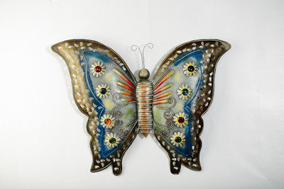

VedasExports Butterfly Turquoise Decorative Showpiece - 60 cm(Iron, Multicolor)