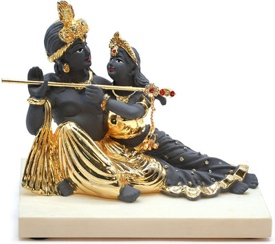 

iKraft Radha Krishna Statue Avatar of Vishnu and Shakti Divine Love Couple Gold Plated Idol for Home Décor Office Decorative Showpiece - 14.2 cm(Gold Plated, Grey)