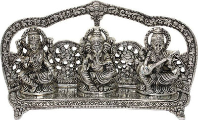 

MYEBIZSTORE Laxmi Ganesh Saraswati Decorative Showpiece - 13 cm(Aluminium, Silver)