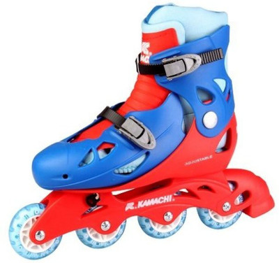 

KAMACHI Krazy Inline Roller Skates PVC Body (Size-Small) In-line Skates - Size 12-16 UK(Red, Blue), Red and blue