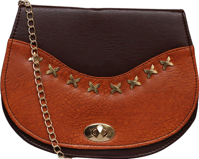 

Fristo Women Evening/Party Brown, Tan PU Sling Bag