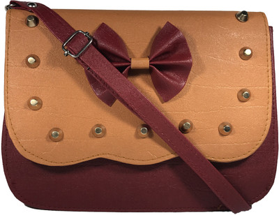 

Bizarre Vogue Women Casual Orange, Maroon PU Sling Bag, Maroon;orange