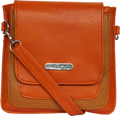 

Fristo Women Casual Tan, Brown PU Sling Bag, Brown;tan