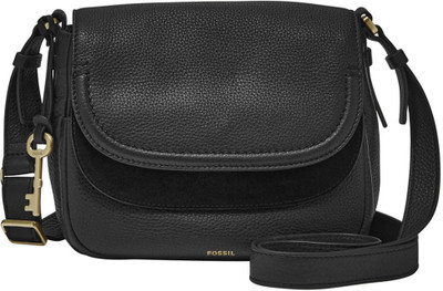 

Fossil Women Casual Black Genuine Leather Sling Bag
