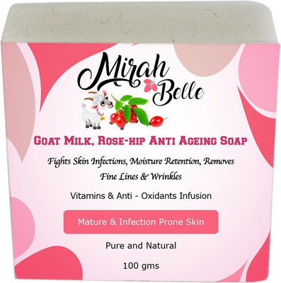 

Mirah Belle Naturals Goat Milk, Rose Hip Anti-aging soap(100 g)
