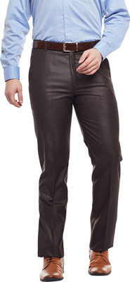 Kontail Slim Fit Men Brown Trousers