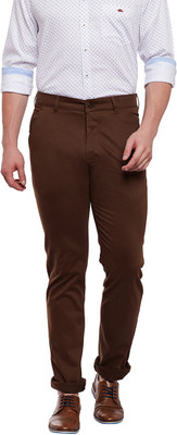 Kontail Slim Fit Men Brown Trousers