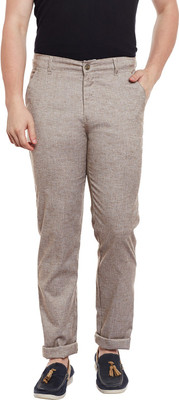 Kontail Slim Fit Men Brown Trousers
