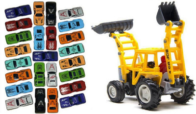 

MN OVERSEAS Multicolor Combo of 25 Pull Back Cars and JCB for kids(Multicolor)