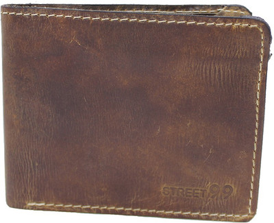 

street 99 Men Gold Genuine Leather Wallet(8 Card Slots), Brown
