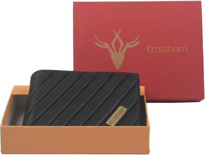 

Krosshorn Men Black Genuine Leather Wallet(6 Card Slots)
