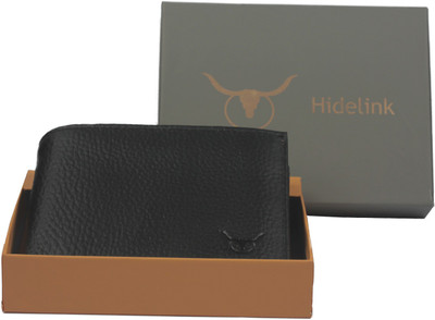 

Hidelink Men Black Genuine Leather Wallet(9 Card Slots)