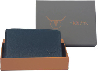 

Hidelink Men Blue Genuine Leather Wallet(9 Card Slots), Nevy blue