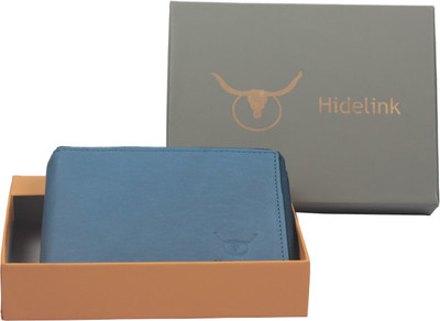

Hidelink Men Blue Genuine Leather Wallet(6 Card Slots), Sky blue