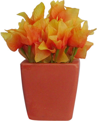 

HOB Orange Assorted Artificial Flower with Pot(4.7 inch, Pack of 1)