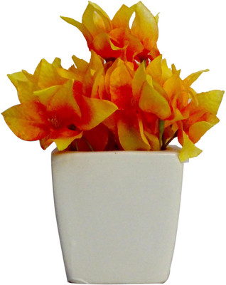 

HOB Orange Assorted Artificial Flower with Pot(4.7 inch, Pack of 1)