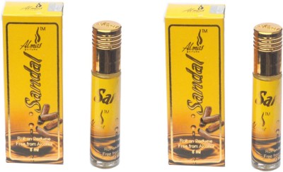 Almas Highly Concentrated Roll-On Perfume 8ml {Pack Of 2 } Floral Attar(Sandalwood)