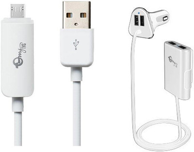 

myTVS 9.6 Amp TI-14 4 Port White Car Front & Rear Seats Mobile Charger with TC-30 Micro USB White Fast Charging Data Cable with LED Indicator for Android (1 mtr) Combo