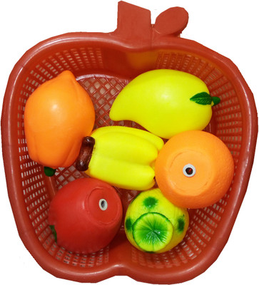 

TALKING GANESHA 6 Pieces of fruits with basket sounding Bath Toy(Multicolor)