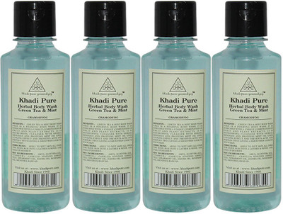 Khadi Pure Herbal Green Tea & Mint Body Wash(840 ml, Pack of 4)