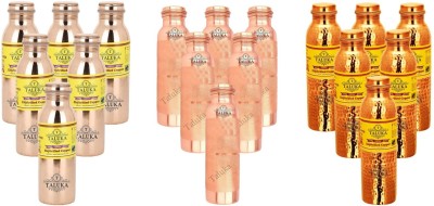 TALUKA Handmade Joint Free Leak Proof Water Bottle 1000 ML Set Of 18 Drink Ware Storage Bottle For Good Health 18000 ml Bottle(Pack of 18, Brown, Copper)