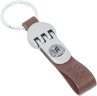 

Techpro Brown Leatherite RoyalEnfield design with round logo Key Chain(Multicolor)