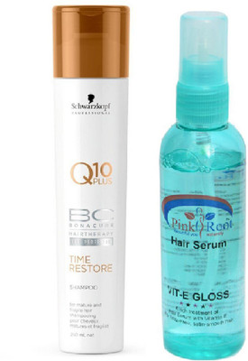 

Schwarzkopf Q10 Plus Time Restore Shampoo with Pink Root Hair Serum(Set of 2)