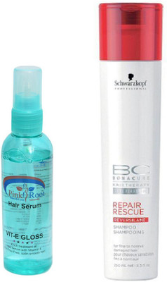 

Schwarzkopf BC BonaCure Repair Rescue Shampoo with Pink Root Hair Serum(Set of 2)