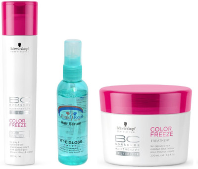 

Schwarzkopf Color Freeze Shampoo+Masque with Pink Root Hair Serum(Set of 3)