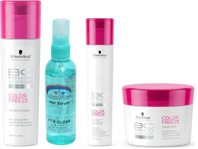 

Schwarzkopf Color Freeze Conditioner+Masque+Shampoo with Pink Root Hair Serum(Set of 4)