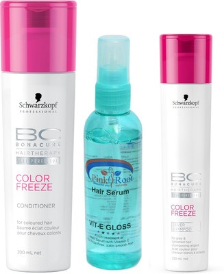 

Schwarzkopf Color Freeze Conditioner+Shampoo with Pink Root Hair Serum(Set of 3)