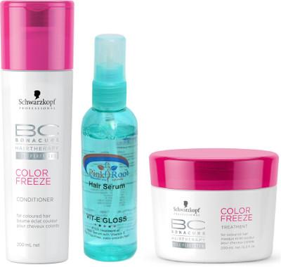 

Schwarzkopf Color Freeze Conditioner+Masque with Pink Root Hair Serum(Set of 3)