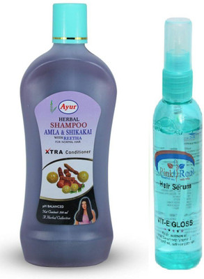 

Ayur Herbal Shampoo Amla, Shikakai & Reetha, 500 ML with Pink Root Hair Serum(Set of 2)