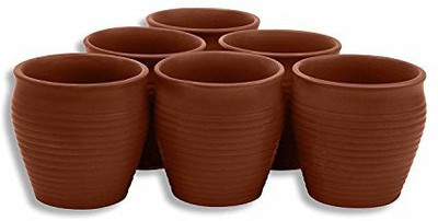 

MC SID RAZZ Earthen Glazed Terracotta Chai (Tea) Handcrafted Studio Pottery Brown Kulhad Pottery(Brown, Pack of 6)