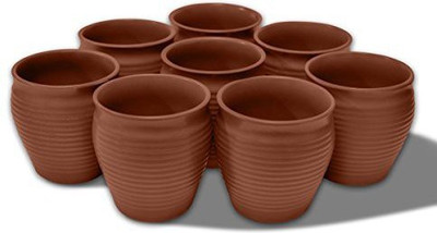 

MC SID RAZZ Earthen Glazed Terracotta Chai (Tea) Handcrafted Studio Pottery(Brown, Pack of 8)