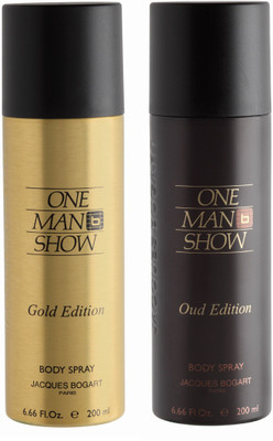 

BOGART One Man Show Gold & One Man Show Oud Deodorant Spray - For Men(400 ml, Pack of 2)