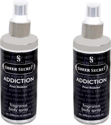 

SHEER SECRET 2 ADDICTION MEN Body Mist - For Men(400 ml, Pack of 2)