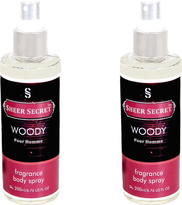 

SHEER SECRET 2 WOODY MEN Body Mist - For Men(400 ml, Pack of 2)