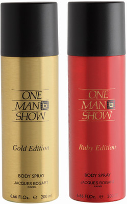 

BOGART One Man Show Gold Deo & Ruby Deodorant Spray - For Men(400 ml, Pack of 2)